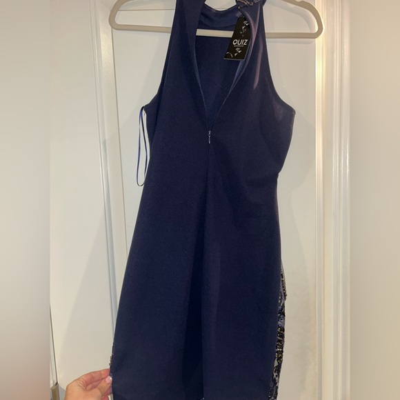 Tags on never worn! Navy Blue Beaded Mini Dress - Picture 3 of 5
